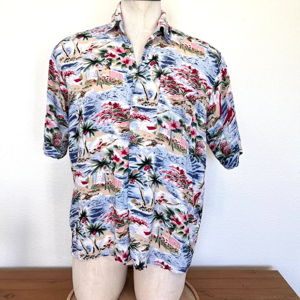90's Hawaiian Shirt - Size Large - Lightweight - PAZZO